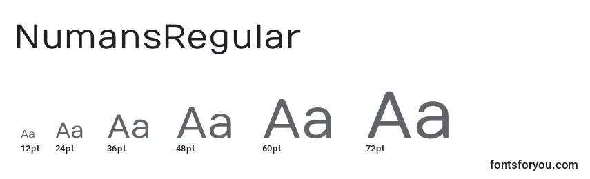 Размеры шрифта NumansRegular