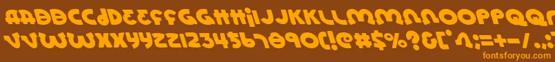 フォントLionell – オレンジ色の文字が茶色の背景にあります。