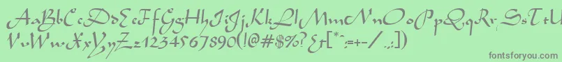 AladdinRegular-Schriftart – Graue Schriften auf grünem Hintergrund