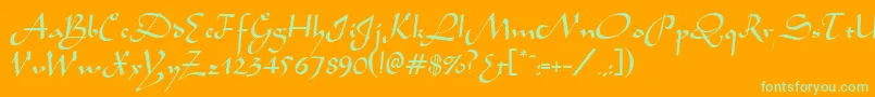 AladdinRegular Font – Green Fonts on Orange Background