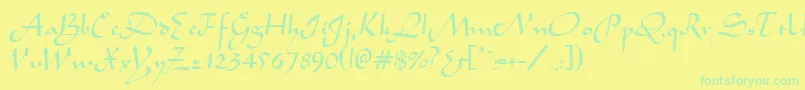 AladdinRegular Font – Green Fonts on Yellow Background