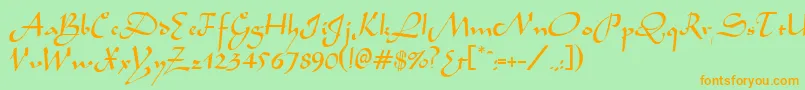 AladdinRegular Font – Orange Fonts on Green Background
