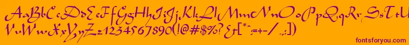 Шрифт AladdinRegular – фиолетовые шрифты на оранжевом фоне