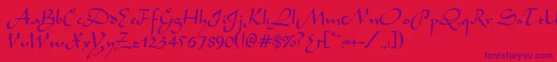 AladdinRegular-Schriftart – Violette Schriften auf rotem Hintergrund