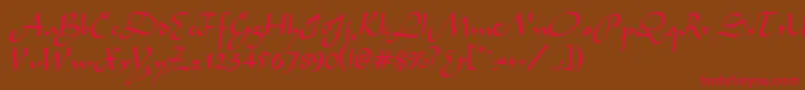 フォントAladdinRegular – 赤い文字が茶色の背景にあります。