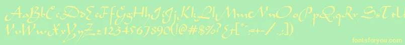 AladdinRegular Font – Yellow Fonts on Green Background