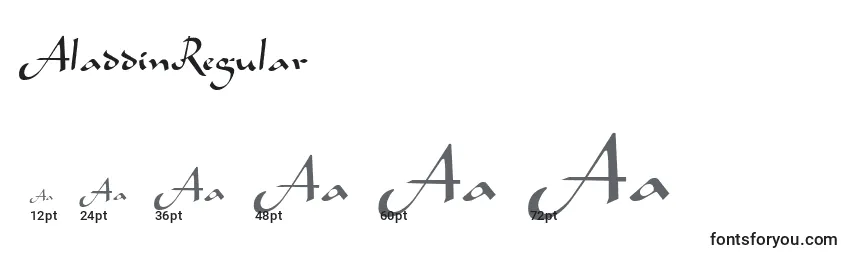 Размеры шрифта AladdinRegular