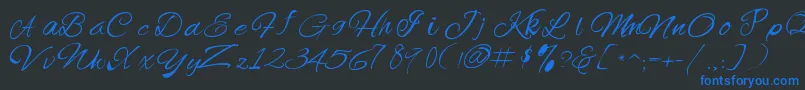 Offingapp-Schriftart – Blaue Schriften auf schwarzem Hintergrund