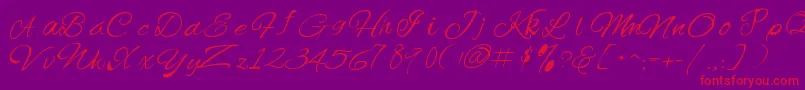 Offingapp-Schriftart – Rote Schriften auf violettem Hintergrund