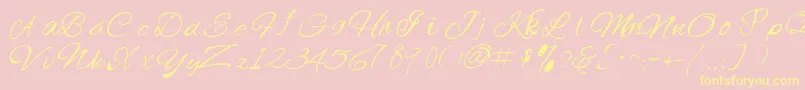 Offingapp-Schriftart – Gelbe Schriften auf rosa Hintergrund