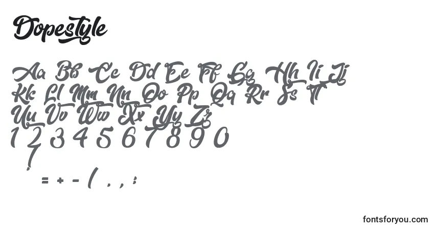 Schriftart Dopestyle – Alphabet, Zahlen, spezielle Symbole