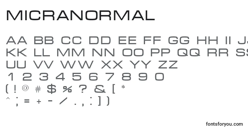 Шрифт MicraNormal – алфавит, цифры, специальные символы