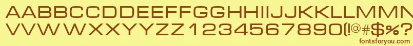 フォントMicraNormal – 茶色の文字が黄色の背景にあります。