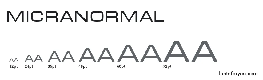 Размеры шрифта MicraNormal