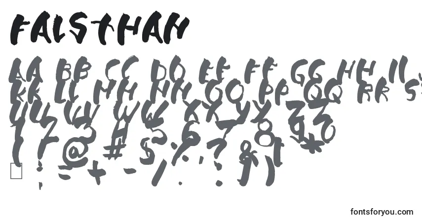 Falsthan Font – alphabet, numbers, special characters