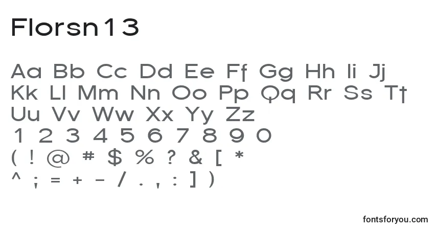 Schriftart Florsn13 – Alphabet, Zahlen, spezielle Symbole