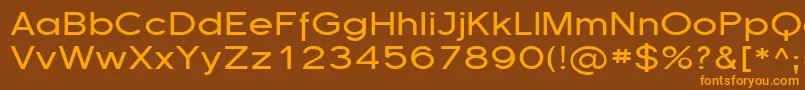 フォントFlorsn13 – オレンジ色の文字が茶色の背景にあります。