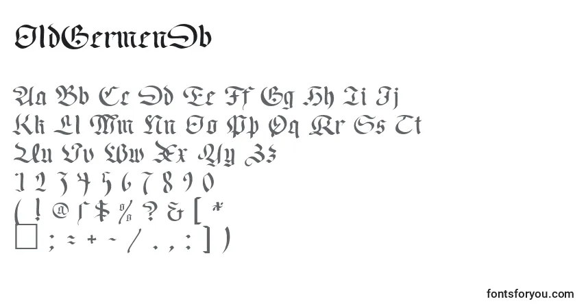 A fonte OldGermenDb – alfabeto, números, caracteres especiais