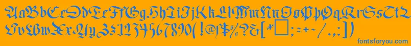 OldGermenDb Font – Blue Fonts on Orange Background