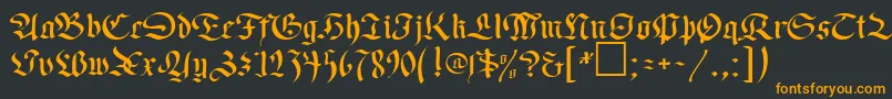 フォントOldGermenDb – 黒い背景にオレンジの文字