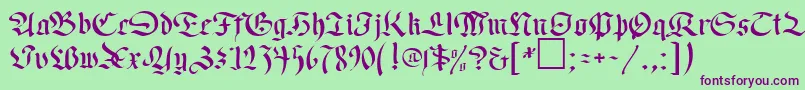 OldGermenDb Font – Purple Fonts on Green Background