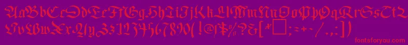 OldGermenDb-Schriftart – Rote Schriften auf violettem Hintergrund