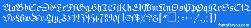 フォントOldGermenDb – 青い背景に白い文字