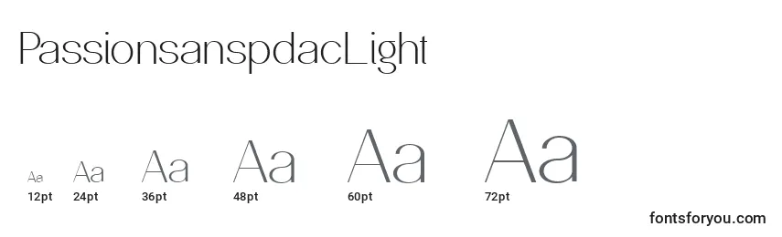 PassionsanspdacLight Font Sizes