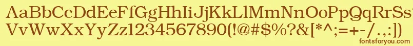 フォントErBukinistKoi8Normal – 茶色の文字が黄色の背景にあります。
