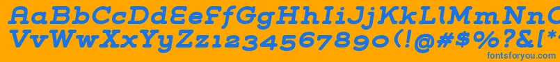 Fonte GroverSlabBoldItalic – fontes azuis em um fundo laranja