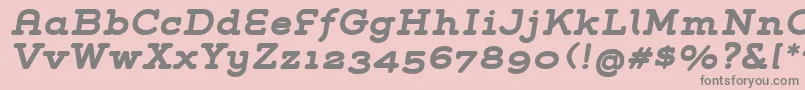 Fonte GroverSlabBoldItalic – fontes cinzas em um fundo rosa