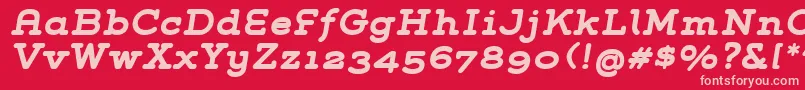 Fonte GroverSlabBoldItalic – fontes rosa em um fundo vermelho