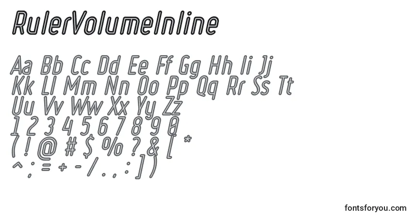 Fuente RulerVolumeInline - alfabeto, números, caracteres especiales