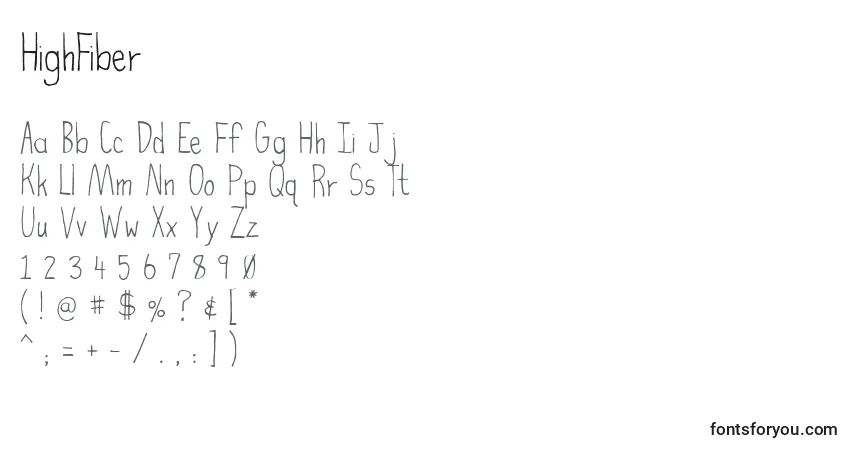 Schriftart HighFiber – Alphabet, Zahlen, spezielle Symbole