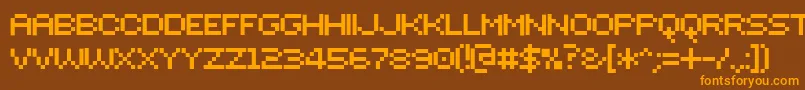 Sevenet7Cyr-Schriftart – Orangefarbene Schriften auf braunem Hintergrund
