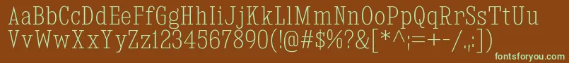 KingsbridgeCdEl-fontti – vihreät fontit ruskealla taustalla