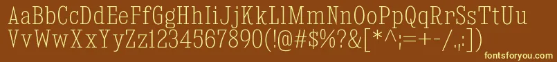 KingsbridgeCdEl-fontti – keltaiset fontit ruskealla taustalla