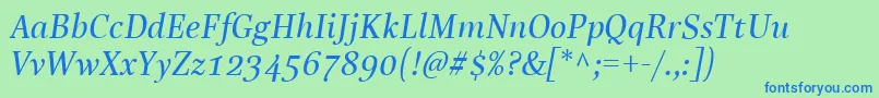 LinotypeReallyMediumItalic Font – Blue Fonts on Green Background