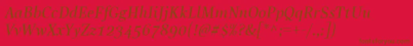 LinotypeReallyMediumItalic Font – Brown Fonts on Red Background