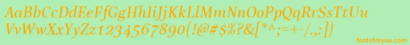 LinotypeReallyMediumItalic Font – Orange Fonts on Green Background