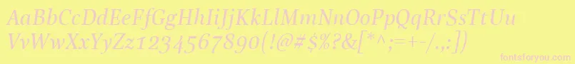 LinotypeReallyMediumItalic Font – Pink Fonts on Yellow Background