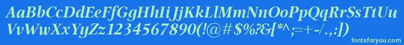 OmnibusBolditalic Font – Green Fonts on Blue Background