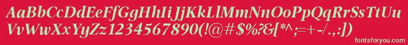 OmnibusBolditalic Font – Green Fonts on Red Background
