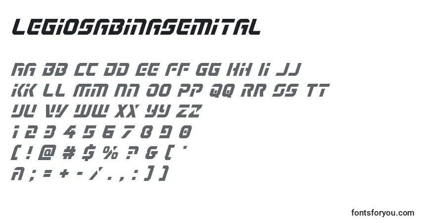Legiosabinasemital-fontti – aakkoset, numerot, erikoismerkit