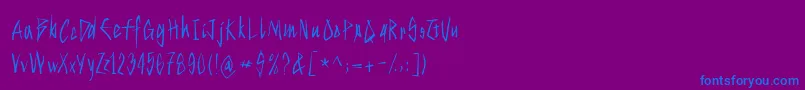 フォントStrokeyhand – 紫色の背景に青い文字