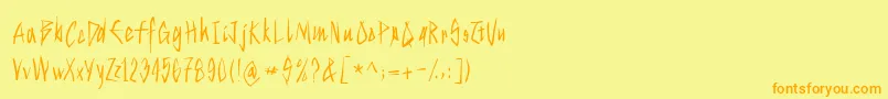 フォントStrokeyhand – オレンジの文字が黄色の背景にあります。