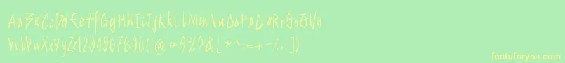 フォントStrokeyhand – 黄色の文字が緑の背景にあります