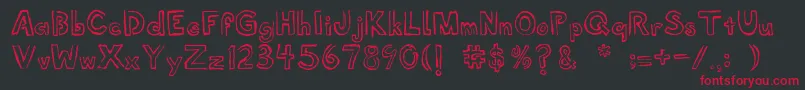Shellmuseum-Schriftart – Rote Schriften auf schwarzem Hintergrund