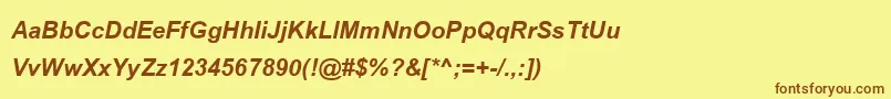 BrowalliaupcBoldItalic Font – Brown Fonts on Yellow Background
