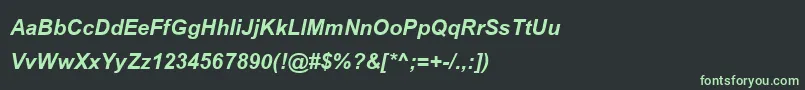 BrowalliaupcBoldItalic-fontti – vihreät fontit mustalla taustalla
